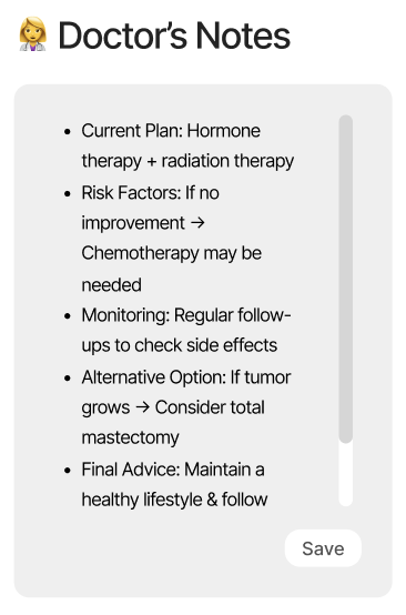 Doctor's notes panel